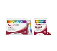 Massigen - Ferro Viti Forte, 30 Capsule e 30 Bustine Orosolubili, Integratore di Ferro con Vitamina B2 e Vitamina C, Combatte Affaticamento e Spossatezza,