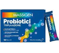 Massigen Probiotici Tripla Azione Integratore Fermenti Lattici per Flora Batterica e Sistema Immunitario 12 Stickpack