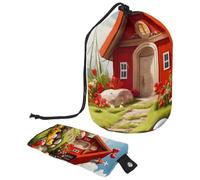 Massimizza lo spazio con la nostra borsa cosmetica pieghevole, grande borsa per il trucco da donna, motivo croce pasquale rossa, Multicolore, 9.9x6.9in/25.2x17.6cm;6x3.5in/15.2x8.8cm