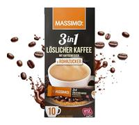 MASSIMO Caffè solubile 3 in 1 con caffè fagioli, bianco caffè e zucchero di canna, 160 bastoncini di caffè istantaneo da 17 g, preparazione rapida, confezione da 16 pezzi