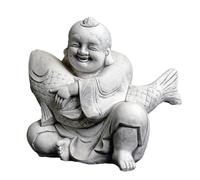 Massive Grande Divertente Buddha di Pietra Resistente al Gelo con i Pesci Koi Mönchstein Fusione