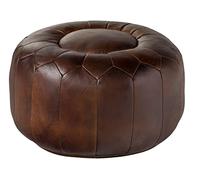 MASSIVMOEBEL24.DE Chesterfield #18 Pouf in Vera Pelle - Marrone 60x60x38