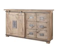 MASSIVMOEBEL24.DE Credenza Mango Railway #121 - Colori Diversi, Colore:Laccato Beige, Misure:140x45x85 cm (LxPxA)