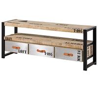 MASSIVMOEBEL24.DE Factory #106 Mobile TV in Legno di Mango e Ferro - Stampato 150x40x60