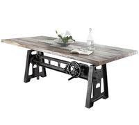 MASSIVMOEBEL24.DE Industrial #23 Tavolo da Pranzo in Legno Riciclato e Ferro - Laccato Multicolore 200x100x76-105