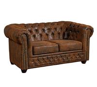 MASSIVMOEBEL24.DE OXFORD Divano Chesterfield - stoffa/marrone - stile Coloniale 148x86x72