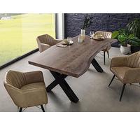 MASSIVMOEBEL24.DE Tavolo da pranzo in legno acacia - laccato grigio/ferro X - antracite lucido 200x90x77 FREEFORM 5