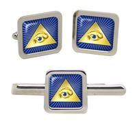 Massonico Occhio Di Provvidenza Quadrato Gemelli E Fermacravatta Set