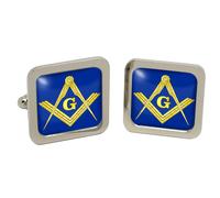 Massonico Quadrato E Bussole Gemelli Quadrati IN Cromo Scatola