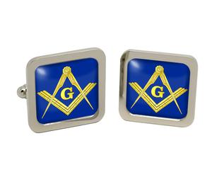 Massonico Quadrato E Bussole Gemelli Quadrati IN Cromo Scatola