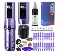 Mast Fold2 Pro Kit Tatuaggio Senza Fili Tattoo Machine Pen Professionale rotativa macchinetta tatuaggi con 2 Batterie 2000mAh, RCA Connect, Aghi e Inchiostro Nero | Set Completo