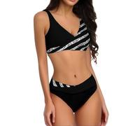 Mastectomia Costume Bagno Donna Nero Due Pezzi Costume da Bagno A Due Pezzi da Donna A Vita Alta Nuoto Slip (Black XXL)