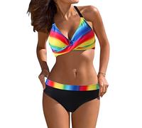 Mastectomia Costumi da bagno per le donne con tasca Terre End Bikini da donna a vita alta Bikini a due pezzi Costume da bagno Twist Hook Eye Cinghie regolabili, Giallo-2, M