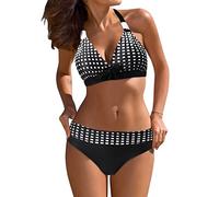 Mastectomia Costumi da bagno per le donne con tasca Terre Fine Bikini da donna Set Bikini a vita alta Costume da bagno a due pezzi Twist Hook Eye Cinghie regolabili, @-Nero, L