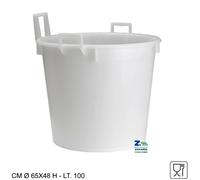 MASTELLETTO BACINELLA LARIO 3 MANICI CM Ø 65X48 H - LT. 100 COLORE BIANCO