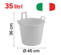 Mastello 3 Manici Secchio Alto e Grande per Vino Lavare le Verdure Ø 45-70 cm