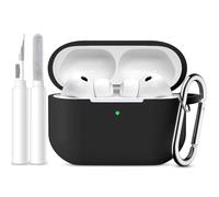 Masten Compatibile con AirPods Pro 3 Custodia - Case Protettive in Silicone per Apple AirPods Pro 3 Case Cover 2025 - Custodia Morbida a Prova Di Urto con Kit Di Pulizia e Moschettino, Nero