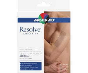 Master Aid Resolve Cicatrici- Cerotto Siliconico a Striscia - Prevenzione e Trattamento delle Cicatrici Ipertrofiche - Lavabile e Riutilizzabile - Color Pelle - Protezione UV - Made in Italy - 25x4cm