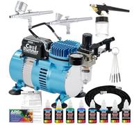 Master Airbrush Kit di 3 aerografo con 6 colori primari per aerografo US Art Supply e compressore TC20 Pro, filtro dell'aria/regolatore, supporto per aerografo, 2 aerografi Master a doppia azione con
