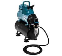 Master Airbrush Model TC-40T - Cool Runner Professional High Performance Single-Piston Airbrush Air Compressor with 3-Liter Air Tank, 2 Holders, Regulator Gauge, Water Trap Filter & Air Hose