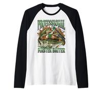 Master Baiter Divertente Pesca Offensiva Meme Bootleg Graphic Maglia con Maniche Raglan