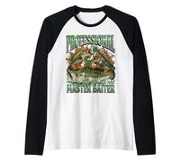 Master Baiter Divertente Pesca Offensiva Meme Bootleg Graphic Maglia con Maniche Raglan