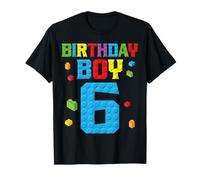 Master Builder 6th Birthday Boy 6 Six Year Building Bricks Maglietta