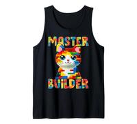 Master Builder Block Building Toy Kids Girls Cat Lover Canotta