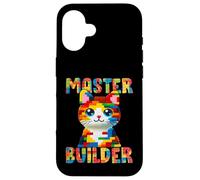 Master Builder Block Building Toy Kids Girls Cat Lover Custodia per iPhone 16