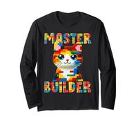 Master Builder Block Building Toy Kids Girls Cat Lover Maglia a Manica
