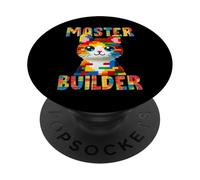 Master Builder Block Building Toy Kids Girls Cat Lover PopSockets PopGrip Adesivo