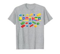 Master Builder Brother Blocks Mattoni Master Builder da Uomo Maglietta, Uomo, Grigio Melange, L