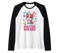Master Builder Cat Lover Building Bricks Blocks Kids Girls Maglia con Maniche Raglan