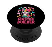Master Builder Cat Lover Building Bricks Blocks Kids Girls PopSockets PopGrip Adesivo