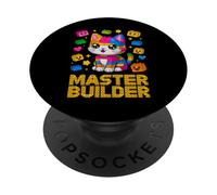 Master Builder Cat Lover Building Mattoncini Blocchi Bambini Ragazze PopSockets PopGrip Adesivo
