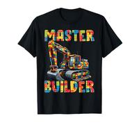 Master Builder Excavator Kids Building Blocks Bricks Toys Maglietta