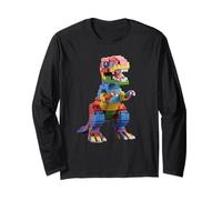 Master Builder T-Rex Dinosaur Bricks Design - Grafica Divertente Maglia a Manica