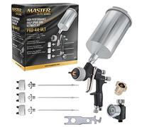 Master Elite PRO-44 - Pistola a spruzzo HVLP ad alte prestazioni con 4 set di punte fluide da 1,3, 1,4, 1,5 e 1,8 mm e manometro regolatore di pressione dell'aria - base per automobili, vernici