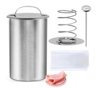 MASTER FENG Stampo per carne per salumi, in acciaio inox, per prosciutto, con termometro e 20 sacchetti da cucina per preparare carne sana fatta in casa