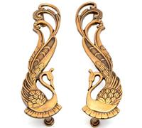 Master Flame Maniglie decorative in ottone a forma di pavone, finitura anticata, larghezza 5 cm, set da 2 (porta in ottone di design)