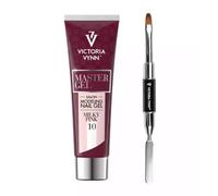 Master Gel Pennello & Spatola & Master Gel 10 Milky Pink 60 g - Set professionale per nail art, Victoria Vynn
