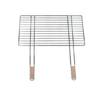 4U-Onlinehandel - Griglia di ricambio per barbecue, 68 x 40 cm, con 2 manici in legno, in acciaio cromato