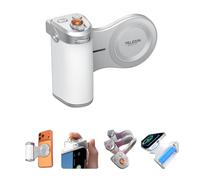 Master Grip Kit per iPhone 17 16 15 14 13 12 (iOS 26), Impugnatura Magnetica per Fotocamera per Telefono, Pro Shot Imaging Grip, Batteria Integrata da 3200 mAh, Ricarica Wireless (Bianco e Argento)