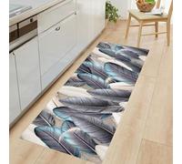 Master House Biancheria Tappeto Cucina Antiscivolo Made in Italy Passatoia Antimacchia, Soggiorno Lavabile in Lavatrice - Tropiale Piuma - 52x100 cm (52x100cm,) (grigio chiaro, 52x140cm)