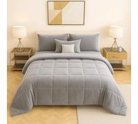 Master House Trapunta Piumone Matrimoniale Singola Piazza 1/2 in Morbido e Caldo Velluto per Camera da Letto Elegante e Confortevole (Grigio Chiaro, Singola 160x260cm)