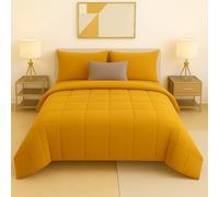 Master House Trapunta Piumone Matrimoniale Singola Piazza 1/2 in Morbido e Caldo Velluto per Camera da Letto Elegante e Confortevole (Giallo oro, Matrimoniale 260x265 cm)