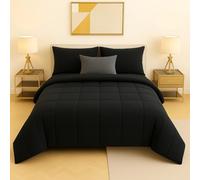 Master House Trapunta Piumone Matrimoniale Singola Piazza 1/2 in Morbido e Caldo Velluto per Camera da Letto Elegante e Confortevole (Nero, Piazza & Mezza 220x260cm)