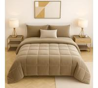 Master House Trapunta Piumone Matrimoniale Singola Piazza 1/2 in Morbido e Caldo Velluto per Camera da Letto Elegante e Confortevole (Tortora, Piazza & Mezza 220x260cm)