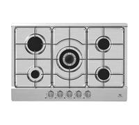 MASTER KITCHEN BASIC MKHG75EXS, Piano Cottura 5 Fuochi Gas Tripla Coroina Centrale, Grigle e Coprifiamma Smaltati, Incasso Standard, Misure cm 75x50