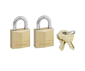 Master Lock 120EURT Confezione da 2 Piccoli Lucchetti con Chiavi in Ottone, Oro, 3.4 x 2 x 1 cm